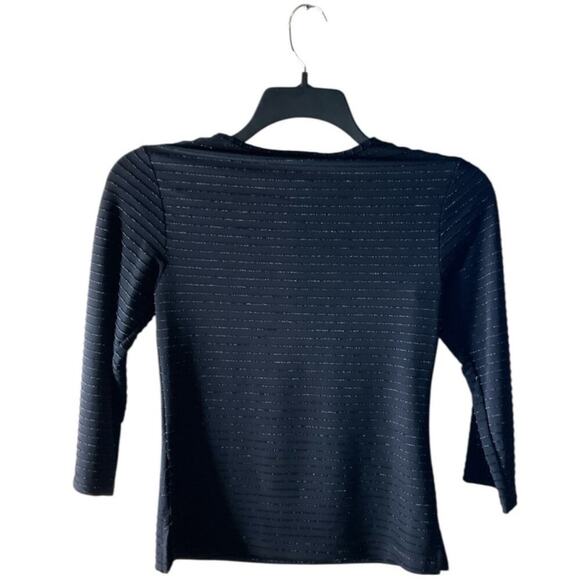 Wrapper Striped Blouse Womens XS 3/4 Sleeve Square Neck Casual Preppy Pullover - Picture 4 of 5